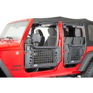 Body Armor 4X4 Rear GEN III Trail Doors In Black Powder Coat With Black Nylon Webbing For 2007-18 Jeep Wrangler JK Unlimited 4 Door Models