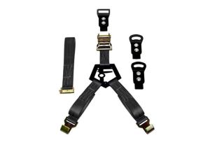 N-Fab Gloss Black Bed Mounted Rapid Strap Tire Carrier with Black Strap BM1TSBK