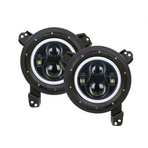 Quake LED Halo 9" LED Headlights w/ White DRL Halo/Amber Turn Signal for 18+ Jeep Wrangler JL & 20+ Gladiator JT QTE960