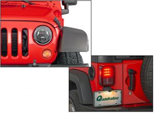 Quadratec Premium Heated LED Projector Beam Headlights & LED Tail Lights for 07-18 Jeep Wrangler JK, JKU 97109-0095