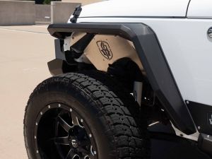 Road Armor Stealth Steel Fender Flares Front w/ Switchback DRL LED Lights for 07-18 Jeep Wrangler JK, JKU 507AFF0B