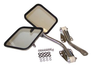 RT Off-Road Stainless Stainless Mirror Kit for 81-85 Jeep Scrambler,87-95 Jeep Wrangler,59-83 Jeep CJ5,59-75 Jeep CJ6,55-58 Jeep Willys,76-86 Jeep CJ7 RT30003