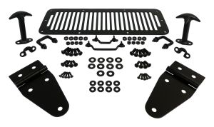 RT Off-Road Stainless Black Hood Set for 78-83 Jeep CJ5,78-86 Jeep CJ7,81-85 Jeep Scrambler,87-95 Jeep Wrangler RT34099