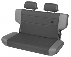 BESTOP TrailMax II Fold & Tumble Rear Bench Seat With Fabric Front In Grey Denim For 1997-06 Jeep Wrangler TJ 3943909