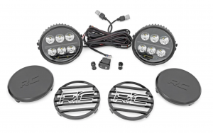 Rough Country Black Series Halo LED Light Pair White/Amber DRL | 6.5 Inch | Round 70805A