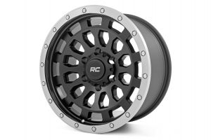 Rough Country Rough Country 87 Series Wheel Simulated Beadlock Black/Machined 17x8.5 6x5.5 +0mm For 2021-2023 Ford Bronco 2 and 4 Doors 87170912B