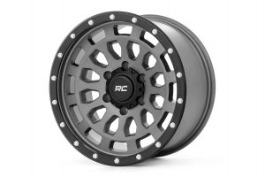 Rough Country Rough Country 87 Series Wheel Simulated Beadlock Gray/Black 17x8.5 6x5.5 +0mm For 2021-2023 Ford Bronco 2 and 4 Doors 87170912G