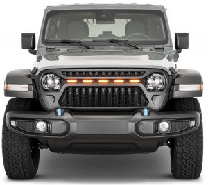 TACTIK Reef Shark Grille with LED Running Lights for 18-24+ Jeep Wrangler JL & 20-24+ Jeep Gladiator JT w/o TrailCam 13131-1055