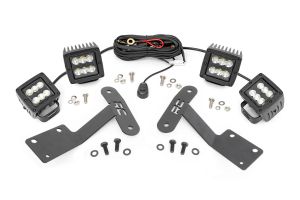 Rough Country LED Light Kit Ditch Mount Dual 2" Black Pairs Spot/Flood For 14-21 Toyota Tundra 70866