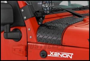 Warrior Products Outer Hood Cowling Cover For 2007-18 Jeep Wrangler JK 2 Door & Unlimited 4 Door Models (Black Diamound Plate) 923PC