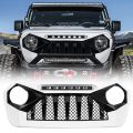 AMERICAN MODIFIED Demon Grille with LED Off-Road Lights - Black and White for 18-24 Jeep Wrangler,20-24 Jeep Gladiator AMJPCA00122